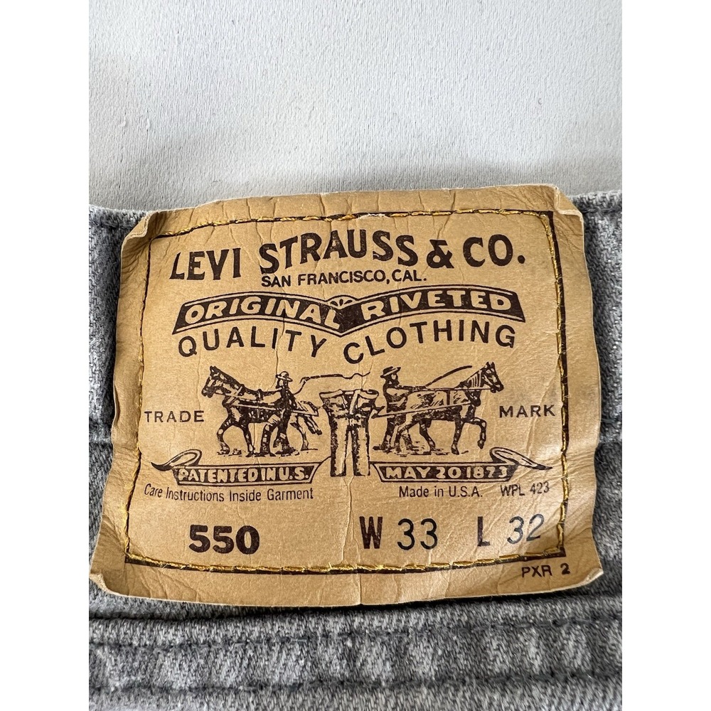 VTG 90s Levis 550 Jeans Mens 33x32 Gray Loose Comfort Fit Tapered Streetwear - Picture 10 of 16